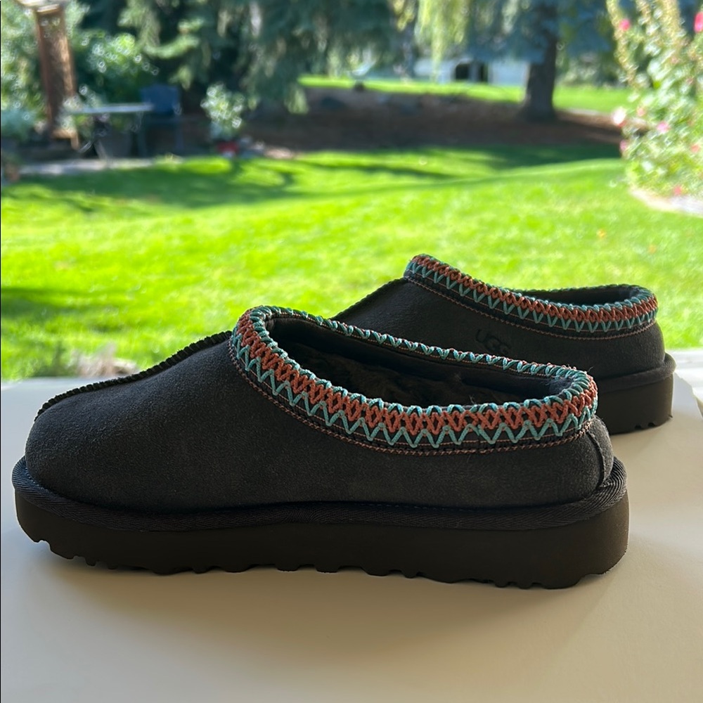 UGG Gray Tasman II Mules with Multicolor Trim - Picture 4 of 7